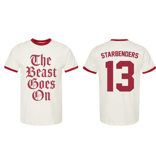The Beast Goes On Ringer Tee RED